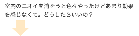 室内のニオイを消そうと色々やったけどあまり効果を感じなくて。どうしたらいいの？